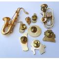 Music related brooches and pin badges   nice selection of 9