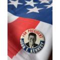 Stars and Stripes flag (Star Spangled Banner) USA and John F. Kennedy for President Campaign badge