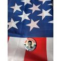 Stars and Stripes flag (Star Spangled Banner) USA and John F. Kennedy for President Campaign badge