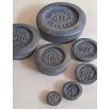 Antique cast-iron imperial weights as used in old home kitchens and grocery stores