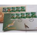 Springbok Rugby Emblem history First Day Covers postage stamps plus a Springbok 1960s pin badge