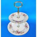 Royal Albert  " Moss Rose " 2 Tier Cake Stand - Made In England