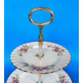 Royal Albert  " Moss Rose " 2 Tier Cake Stand - Made In England