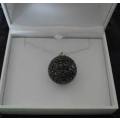 Authentic THOMAS SABO Large black disco ball and  925 sterling silver chain