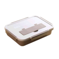 Burraaq Trading 1400ml 4 Compartments Plastic Food Lunch Box With Spoon And Fork Lid