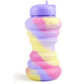 Kids Collapsible Silicone Water Bottle - Purple and Yellow Doughnut