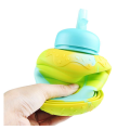 Kids Collapsible Silicone Water Bottle - Green and Blue Doughnut