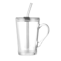 450ml Glass Travel Mug with Lid & Straw