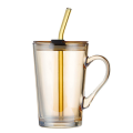 450ml Glass Travel Mug with Lid & Straw