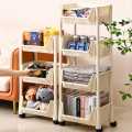 BURRAAQ TRADING Bookcase for Study Room Floor-to-ceiling Bookshelf With Wheels Movable Desk