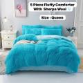 5 Piece Fluffy Comforter With  Sherpa Wool