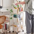 Bookcase for Study Room Floor-to-ceiling Bookshelf With Wheels Movable Desk Storage Simple Small Boo