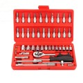 46 Pack 1/4 Inch Auto Parts Tools Auto Repair Tool Set Ratchet Wrench Combo Tool Kit