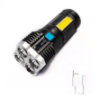 LED 4 Core USB Strong Light Long Shot Super Bright Flashlight Search Light