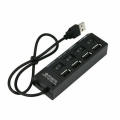 4 Port Individual Switch USB 2.0 Black Hub with Hi-Speed Adapter Switch