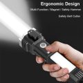 USB Rechargeable Super Bright LED Flashlight With Safety Hammer + Magnetic Function