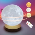 3D Rotating Moon Lamp Decorative Lamp, Children`s Lamp Night Lamp With Remote Control 18cm