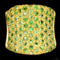 AFRIQUE COLLECTION: HANDMADE 925 SILVER 14K GOLD PLATED TSAVORITE RING