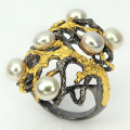 AFRIQUE COLLECTION: HANDMADE 925 SILVER 14K GOLD AND BLACK RHODIUM PLATED