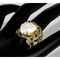 AFRIQUE COLLECTION: HANDMADE 925 SILVER 14K GOLD & BLACK RHODIUM PLATED RING