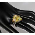AFRIQUE COLLECTION: HANDMADE 925 SILVER 14K GOLD & BLACK RHODIUM PLATED RING