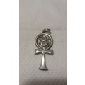 Ankh with Scarab Silver Pendant