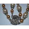 Costume Jewelry - Pearl and Silver beaded Necklace