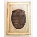 Beautiful Framed Copper Plaque with Afrikaans Wording. 17.5cm x 12.5cm