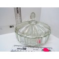 Round CUT GLASS bowl with lid