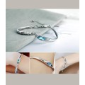 Ladies Fashion silver plated crystal chain charm cuff bangle bracelet