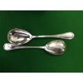 DELIGHTFUL PAIR OF OLD SILVER PLATE SERVING SPOONS