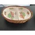 Vintage ceramic side dish in basket (003S)