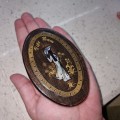 Vintage Folding Pocket Mirror Vietnam Handcrafted Wood Mother of Pearl Inlaid