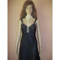 **SUMMER SALE** BLACK SATIN  PETTICOAT / NIGHT DRESS WITH LACE TRIM FROM WOOLWORTHS -  SIZE 34 (10)