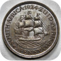 Top Grade SA Union: 1924 Half Penny in A/UNC!  Double rim error coin!