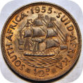 Top Grade SA Union: RED 1955 Half penny 1/2d in A/UNC!