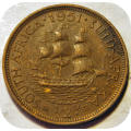 Bargain SA Union: 1951 Half penny 1/2d in EF below R20!