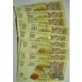 Bargain RSA notes: 10x Mboweni R200 notes (2004 to 2009) in VF (my opinion)  Bid per note.