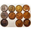 Top Grade RSA:  1965 to 1989 2c lot in superb condition!  Bid per coin to take the 11 lot.