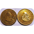 Bargain SA Union: 1963 van Riebeeck 1c brown and golden pair in EF below R20 each!