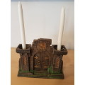 DHM Hand Painted Ceramic Castle Door Functional Art Candle Stand Sculpture