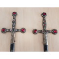 Pair of Patentado Ryc Spanish Decorative Display Swords with Scabbards (Length 50cm)