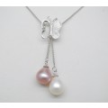SUCH A PRETTY & ELEGANT 9-10MM AAA+ NATURAL CULTURED PEARL NECKLACE & CHAIN