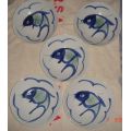 Hand Painted Blue Carp Image is OLD REPUBLIC CHINA - with a distinct Green body in the Blue