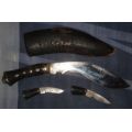 KUKRI GURKHA INDIAN FIGHTING KNIFE.AUTHENTIC ,COMPLETE WITH THE 2 SMALLER KNIVES!ORIGINAL SHEATH.