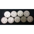 A COLLECTION OF 3d COINS FROM 1951-1959 BIDDING ARE PER COIN