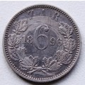 1896 ~ ZAR SixPence / 6p ~ ERROR COIN