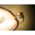 Vintage Sterling Silver Marcasite Faux Pearl Ring