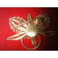 Vintage Real Silver Fillagry Flower Brooch