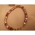 Gold Plated Coloured Stone Tennis Bracelet And Ring Set
